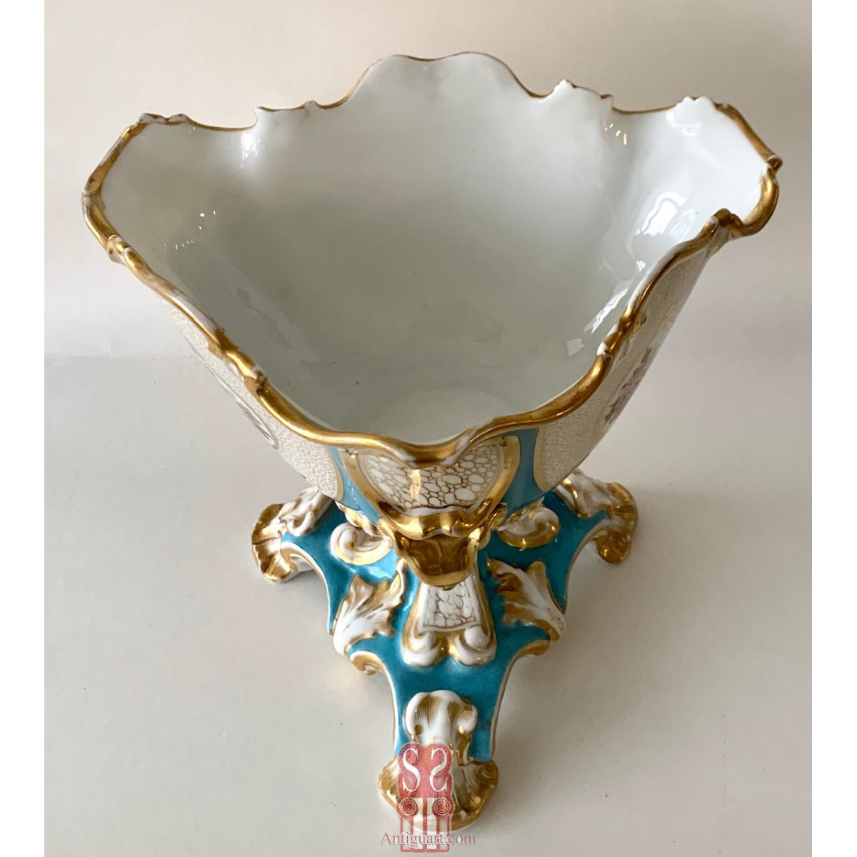 Copa centro de cerámica viejo Paris estilo Sevres.