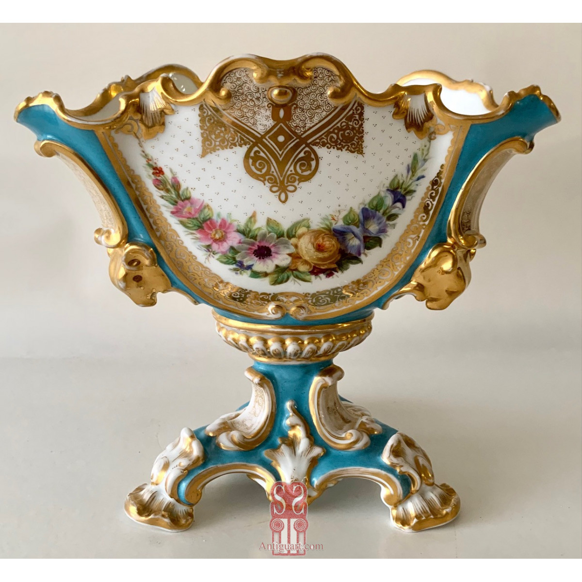 Copa centro de cerámica viejo Paris estilo Sevres.