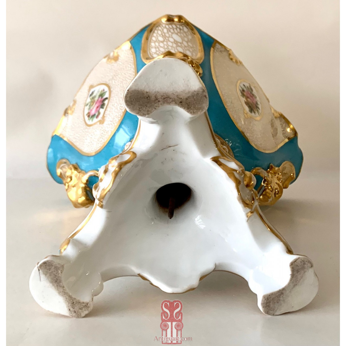 Copa centro de cerámica viejo Paris estilo Sevres.