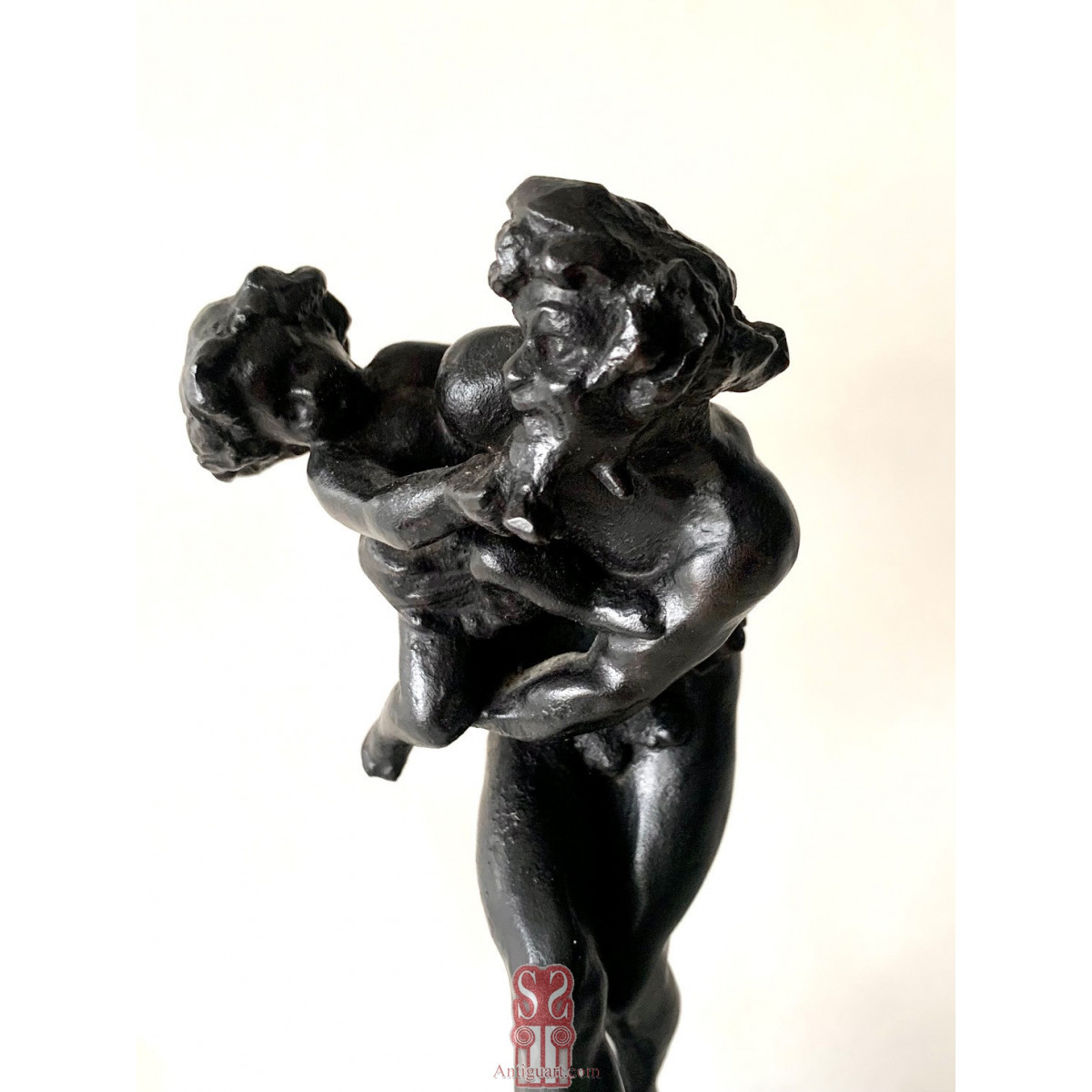 Satiro con Dionisio, bronce del siglo XIX.