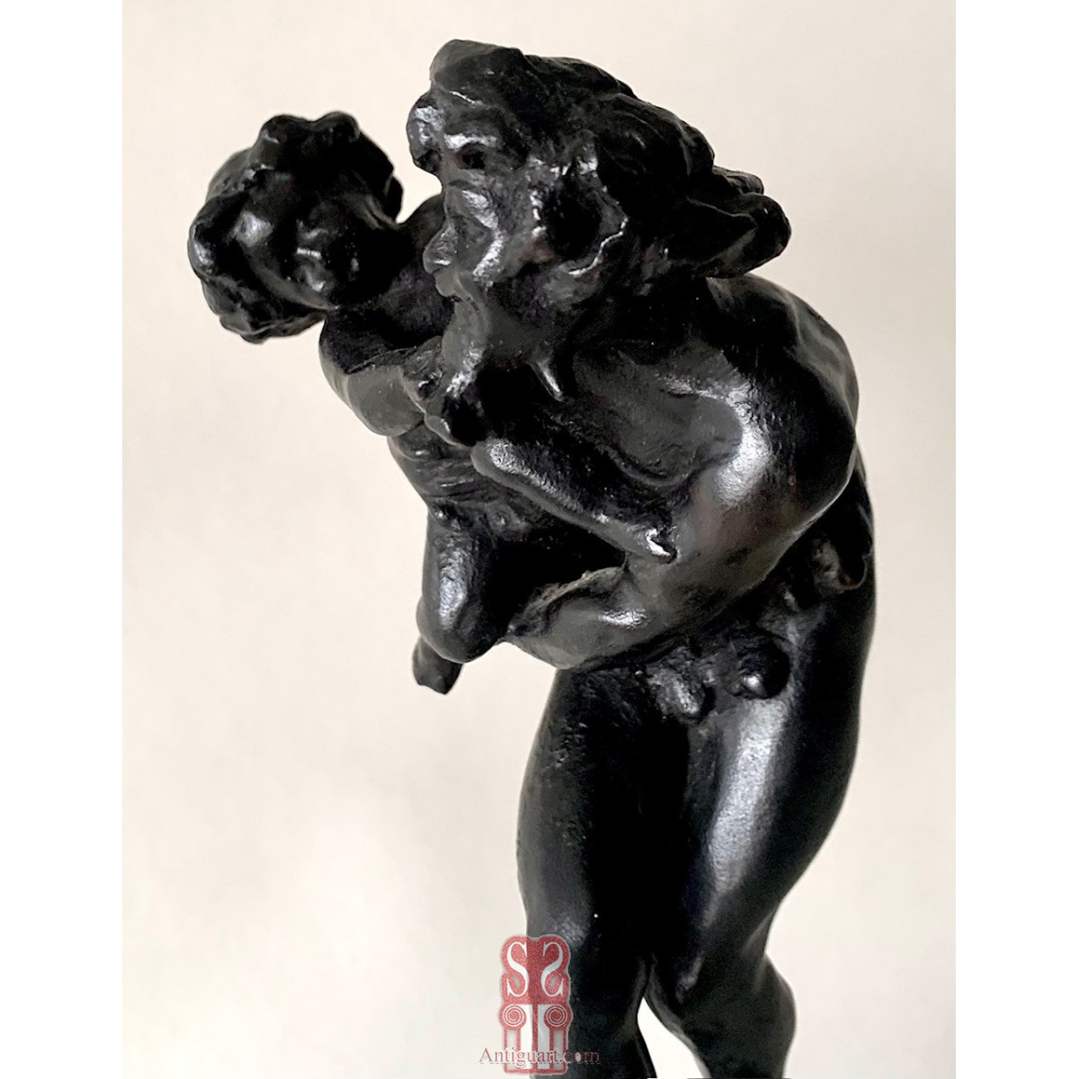 Satiro con Dionisio, bronce del siglo XIX.