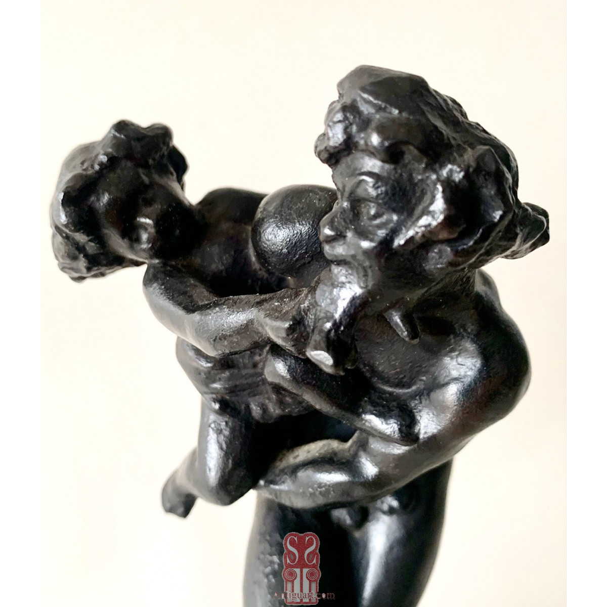 Satiro con Dionisio, bronce del siglo XIX.