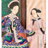 Pareja de pinturas al Gouache sobre papel, “Pareja de figuras de la nobleza” china siglo XIX
