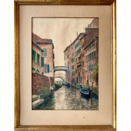 Canal de Venecia acuarela, Albert Caullet (1875-1950).