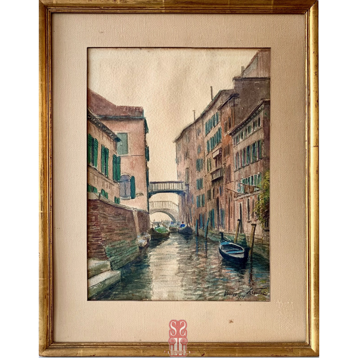 Canal de Venecia acuarela, Albert Caullet (1875-1950).