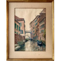 Albert Caullet acquarello veduta canale di Venezia