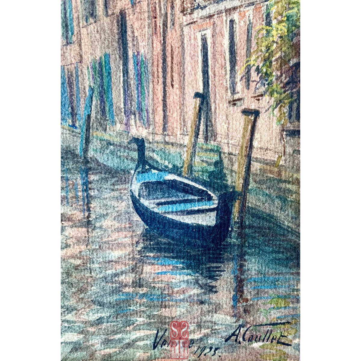 Albert Caullet acquarello veduta canale di Venezia