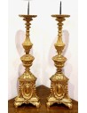 candeleros de madera dorada, siglo XVIII