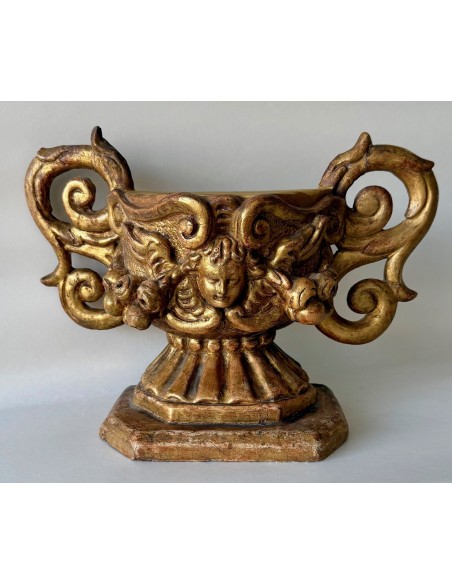 Baroque carved and gilded wooden console base from the 17th