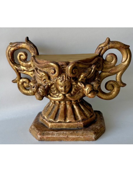 Baroque carved and gilded wooden console base from the 17th