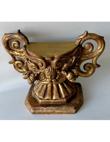 Baroque carved and gilded wooden console base from the 17th