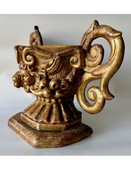 Baroque carved and gilded wooden console base from the 17th
