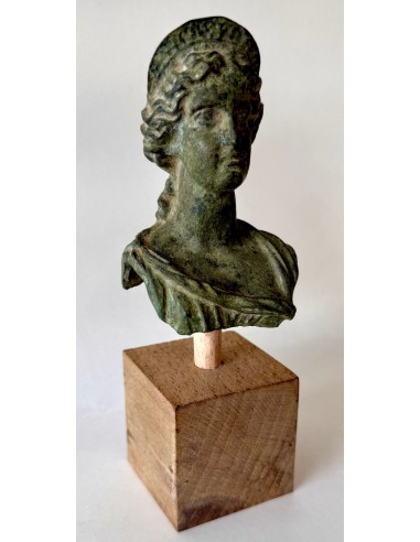 Pequeño busto romano de bronce de la mitad del siglo XIX para el grand tour