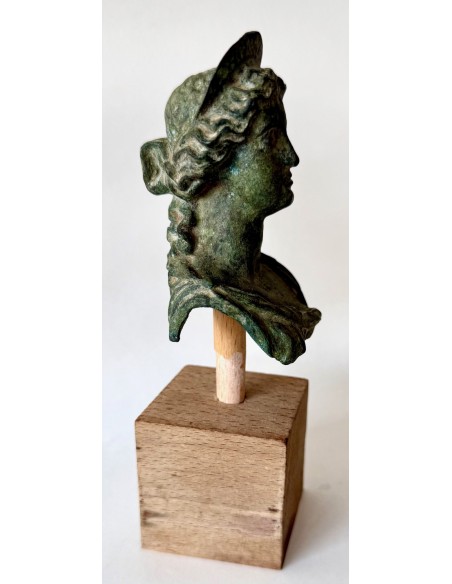 Pequeño busto romano de bronce de la mitad del siglo XIX para el grand tour