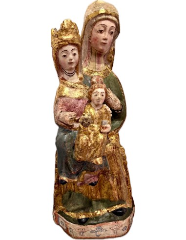 Importante imagen talla gotica española de la triple Ana del siglo XIV en venta