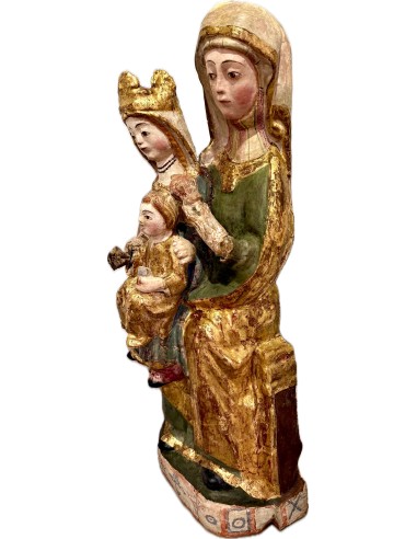 Importante imagen talla gotica española de la triple Ana del siglo XIV en venta