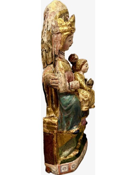 Importante scultura lignea gotica Sant'Anna Metterza del XIV secolo