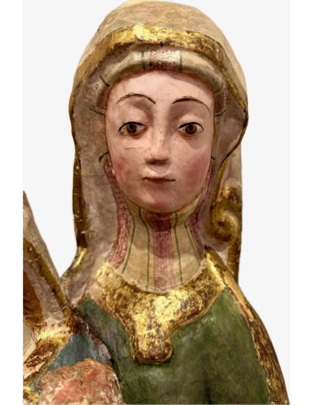 Importante scultura lignea gotica Sant'Anna Metterza del XIV secolo