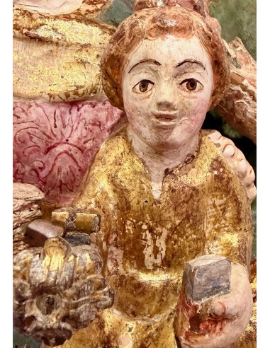 Importante scultura lignea gotica Sant'Anna Metterza del XIV secolo