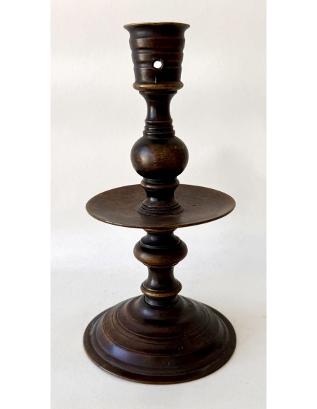 Antique Pair of 17th bronze candlesticks baroque on sale
