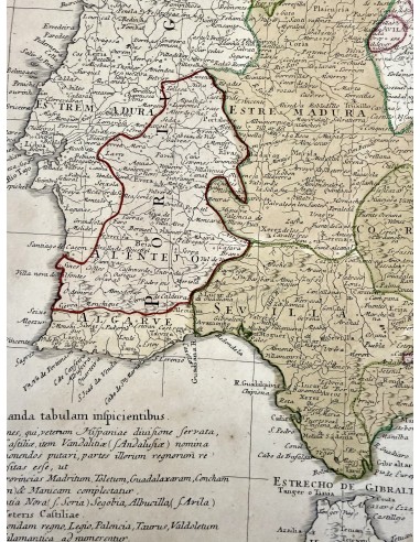 Map of the Iberian Peninsula,  18th, by Tomas Lopez on sale