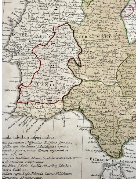 Mapa geográfico de la península ibérica del siglo XVIII, grabado por Tomás López