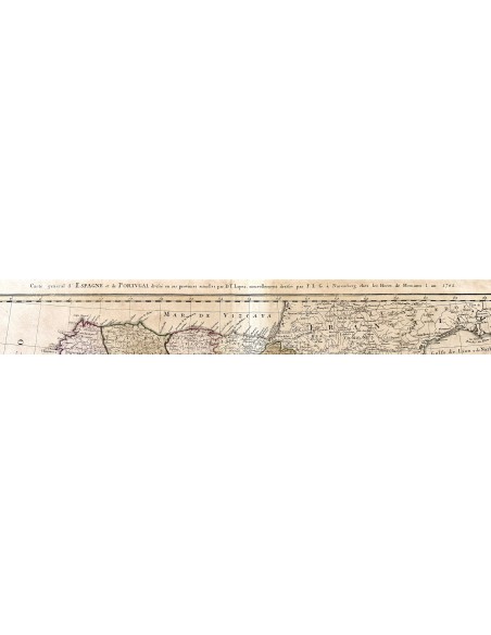 Mapa geográfico de la península ibérica del siglo XVIII, grabado por Tomás López