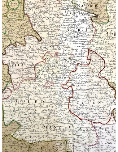 Mapa geográfico de la península ibérica del siglo XVIII, grabado por Tomás López