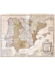 Map of the Iberian Peninsula,  18th, by Tomas Lopez. 2