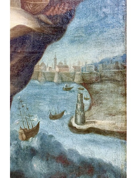 Antique Baroque painting Saint Mary of Cervelló 17th on sale