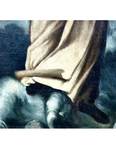 Antigua pintura barroca al óleo sobre lienzo del siglo XVII, Santa Maria e Cervelló