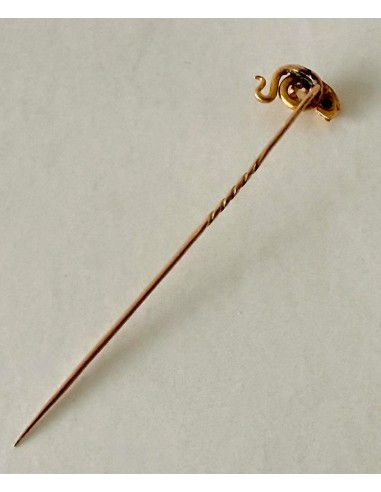 Spilla d’oro di 18 K in forma di serpente con perla e zaffiro