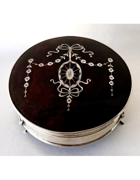 Collectible Silver and tortoiseshell box, English sterling silver on sale