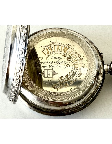 Antico orologio da tasca d'argento svizzero di grandi dimensioni in vendita