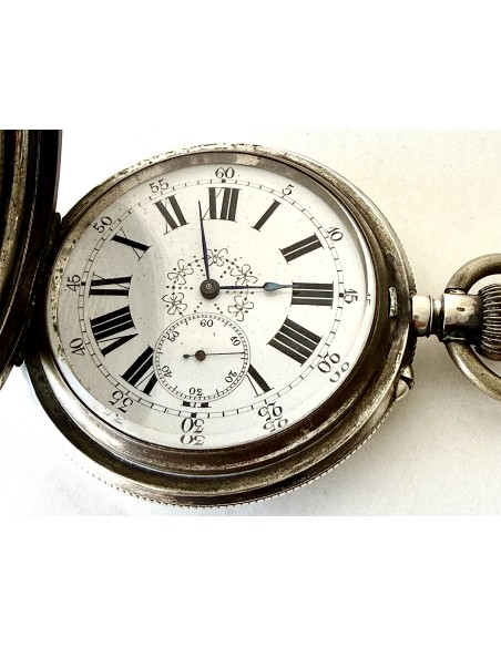 Antique Large silver pocket watch, Pascal, Geneve Swiss.