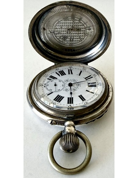 Antique Large silver pocket watch, Pascal, Geneve Swiss.