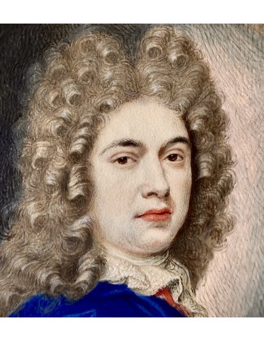 Venta Miniatura, retrato de noble caballero con peluca del siglo XVIII