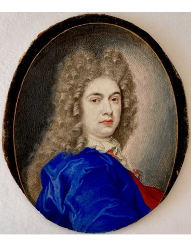 Venta Miniatura, retrato de noble caballero con peluca del siglo XVIII