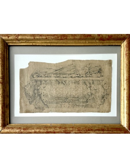 Disegno a matita e carboncino su carta del XIX secolo.