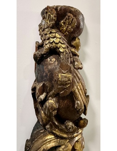 Colonna barocca del 600 intagliata dorata e argentata in vendita.