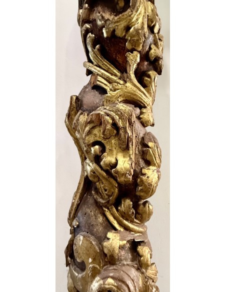 En venta Columna salomónica barroca del siglo XVII tallada dorada y plateada