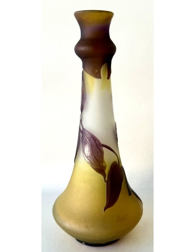 Vaso di vetro Emile Gallé firmato in vendita, Francia primi anni del 900