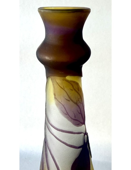 Jarrón de cristal Emile Gallé en venta, Francia principios del siglo XX.