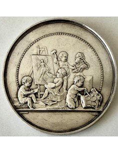 Rare Belgian sterling Silver Medal, "The beautiful art", 19th on sale.