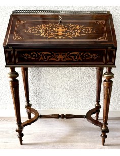 Mesa escritorio en madera de palosanto del siglo XIX, periodo Napoleón III.