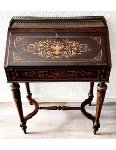 Mesa escritorio en madera de palosanto del siglo XIX, periodo Napoleón III. 2