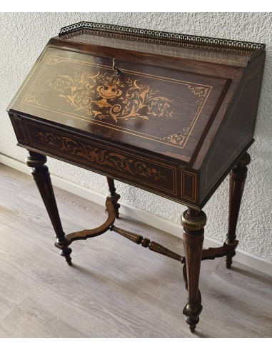 Mesa escritorio en madera de palosanto del siglo XIX, periodo Napoleón III.