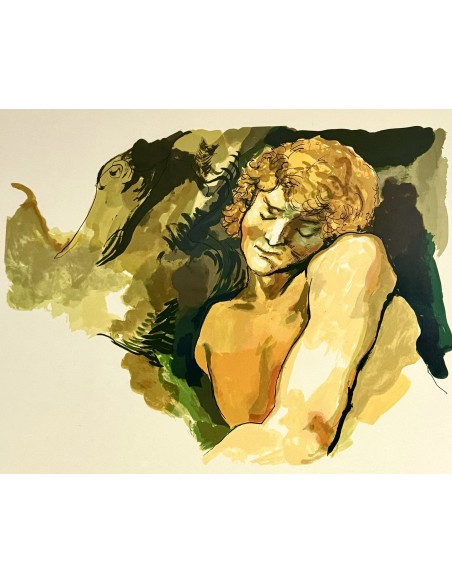 Renato Guttuso “Hombre dormido“, serigrafía firmada a lápiz baja tirada.
