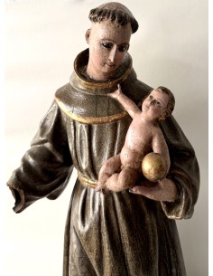 Talla de madera policromada de San Antonio de Padua del siglo XVIII en venta. 2