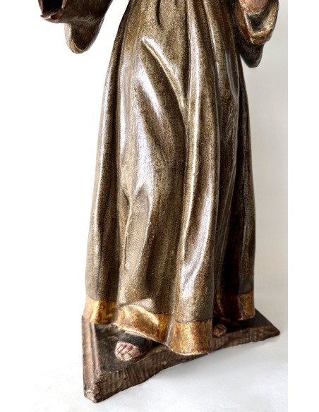 Talla de madera policromada de San Antonio de Padua del siglo XVIII en venta.